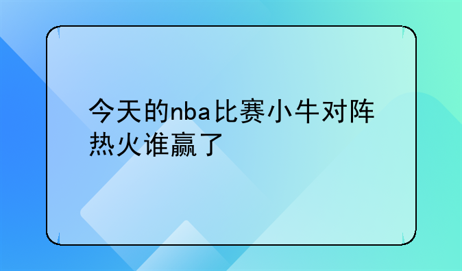 今天的nba比赛小牛对阵热火谁赢了